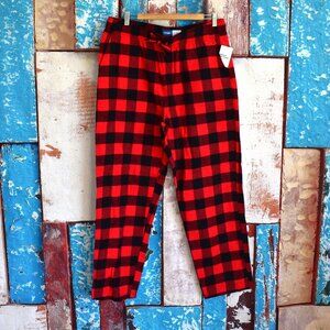Men's Old Navy Straight Flannel Pajama Sleep Pants XLARGE Red Buffalo Plaid NEW